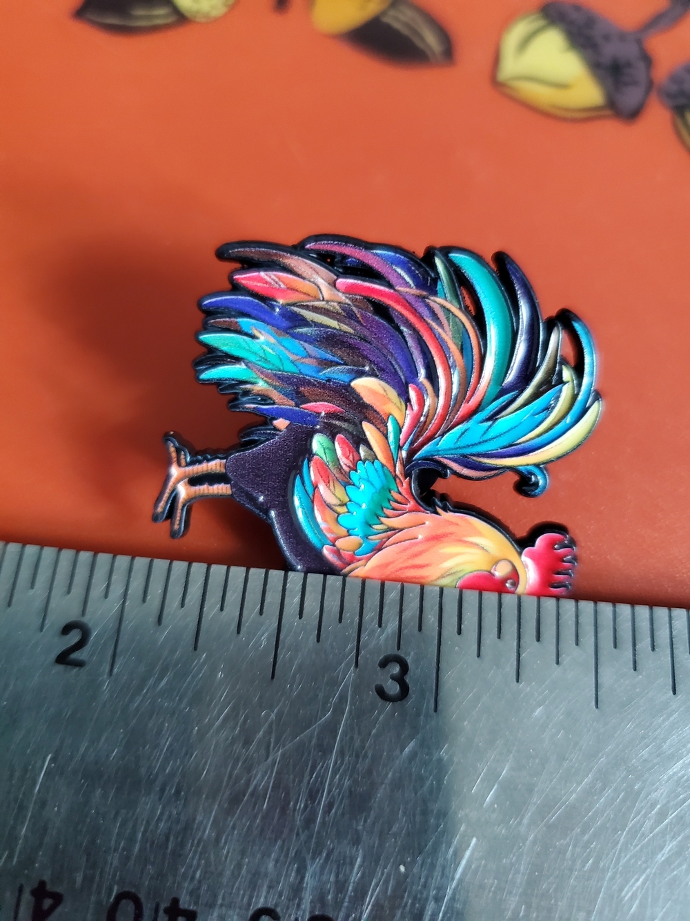 Colorful Rooster Enamel Pin - Multicolor - Picture 3 of 4